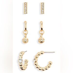 NWT Set Of 3 Pavé Hoop Earrings